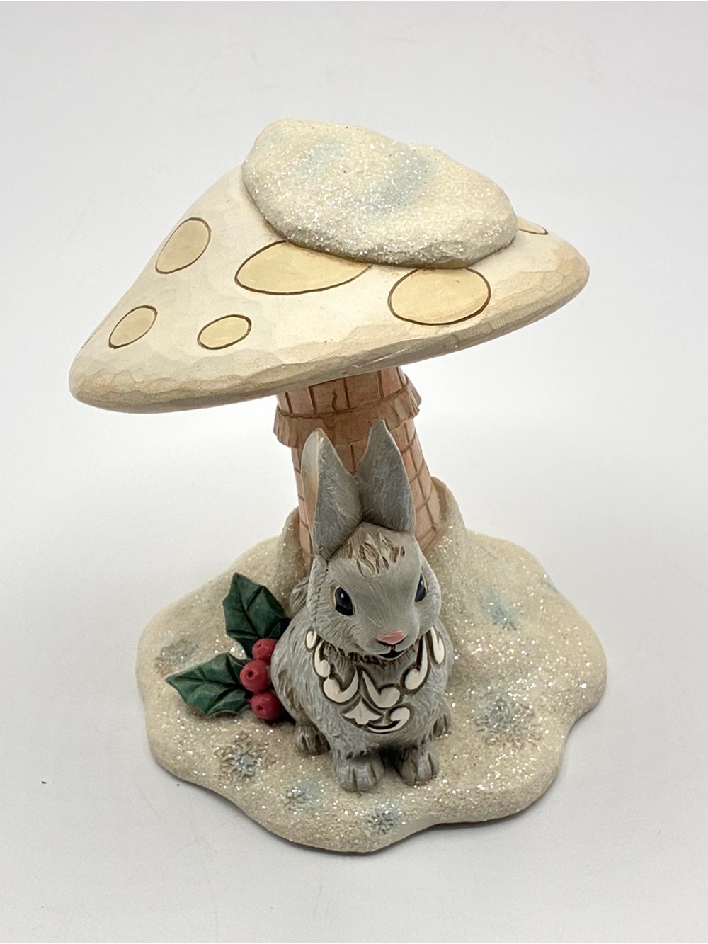 Jim Shore Heartwood Creek White Woodland Bunny Mushroom Figurine